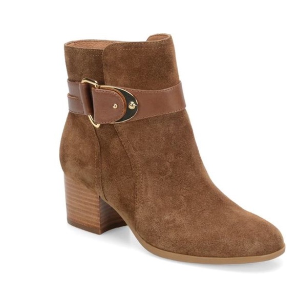 Distressed Suede Buckle Block Heel Ankle Booties - Picture 7 of 8